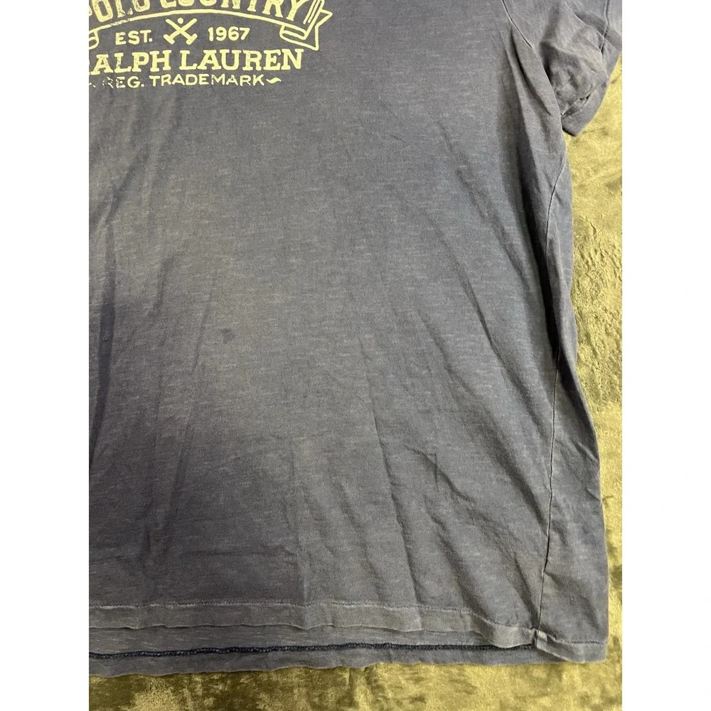 Ralph Lauren Polo Country Men's 3TG Blue Graphic Logo Crew Neck Cotton Tee